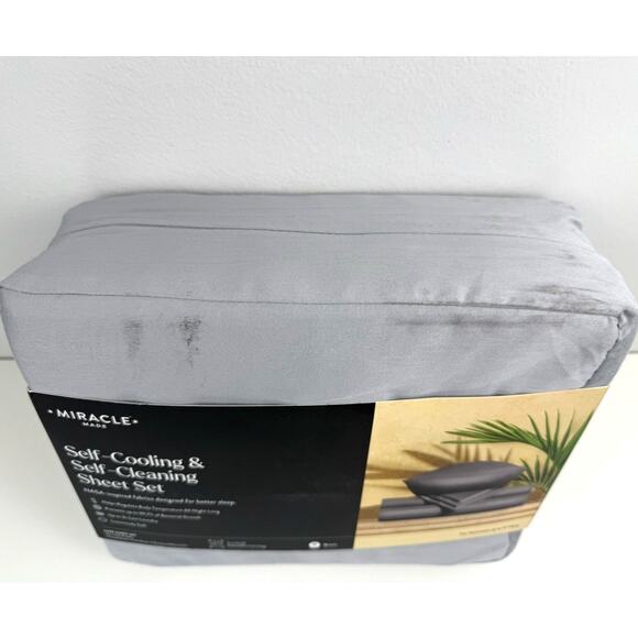 Miracle Made Sheet Set QUEEN Self-Cooling Self-Cleaning Silver Infused Gray NEW - Picture 6 of 6